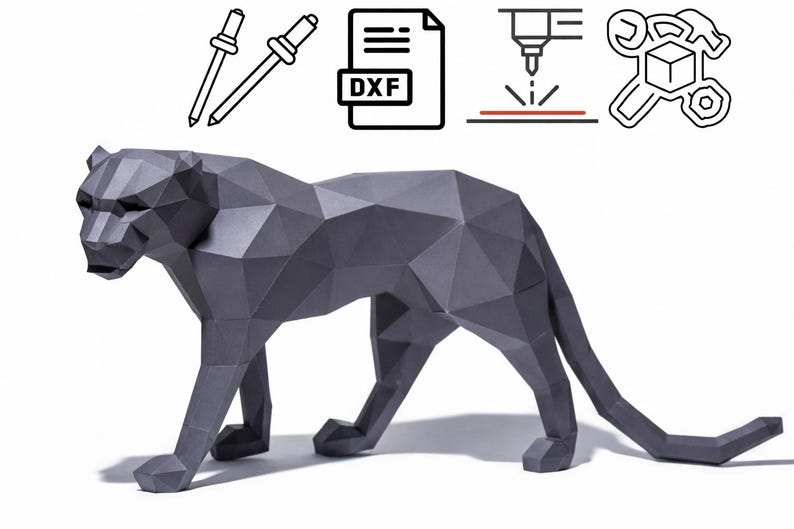 Jaguar – Rivet Model DXF Laser Cutting File Dxf,pdo,pdf “low Poly ...