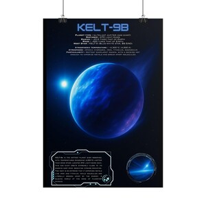 Poster artistico del pianeta UE Kelt-9b, fantastica decorazione da parete astronomica, regalo per gli amanti dello spazio, decorazione didattica per la stanza, decorazione per la casa fantascientifica, scienza
