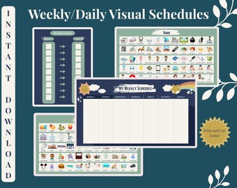 Horario visual editable para autismo. Tabla de rutina diaria y semanal. Horario con imágenes imprimible. Plantilla para niños con TDAH que evitan crisis emocionales. Escuela y hogar.
