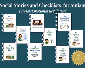 Paquete de historias sociales sobre autorregulación y comportamiento / Historias sociales sobre autismo / Actividades de aprendizaje socioemocional / Manejo del comportamiento / Herramienta para calmarse / Transición