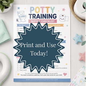 Autism Potty Training Supply Checklist | Printable PDF | Potty Training Essentials for Toddlers | Autism Bathroom Readiness | ABA Resource
