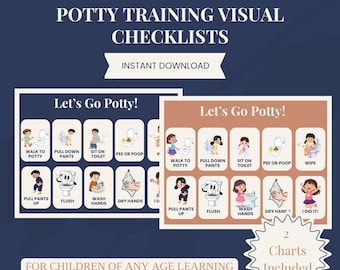 Horario visual para el entrenamiento para ir al baño / Tablas de rutinas para el baño en niños con autismo y TDAH / Descarga en PDF imprimible
