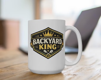 Backyard King BBQ Grill Master 15oz Ceramic Mug – Pitmaster Gift for Dad
