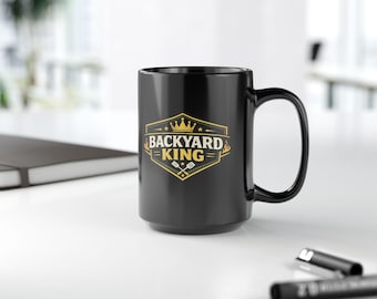Backyard King BBQ Grill Master 15oz Ceramic Mug – Pitmaster Gift for Dad