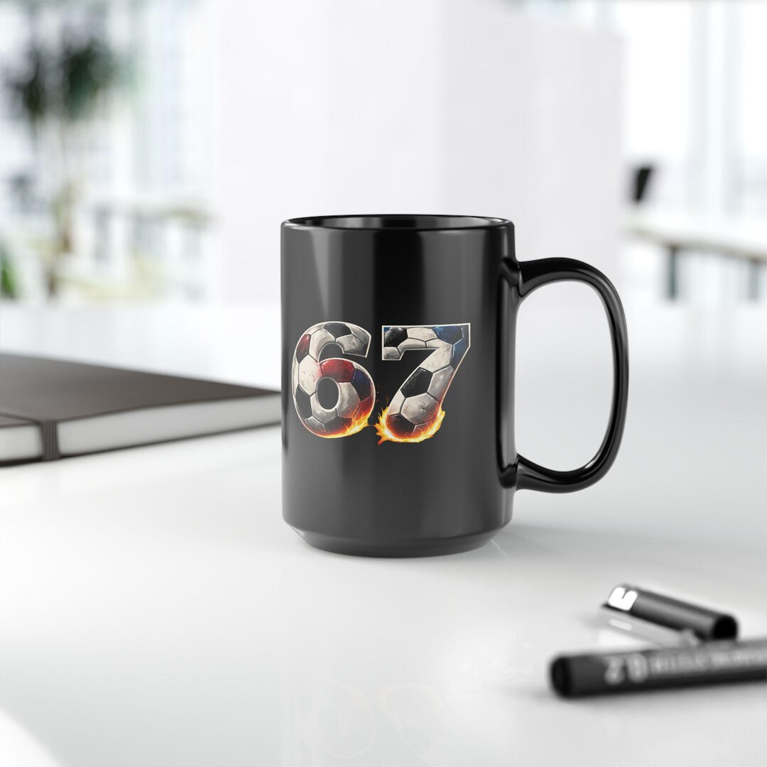 Soccer Jersey Number 67 Flaming Football Mug – Player, Coach, Fan Gift ...