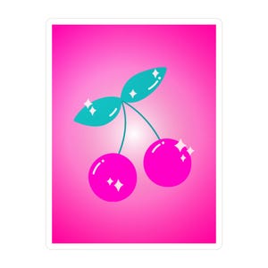 Cute Magenta Cherry Sticker