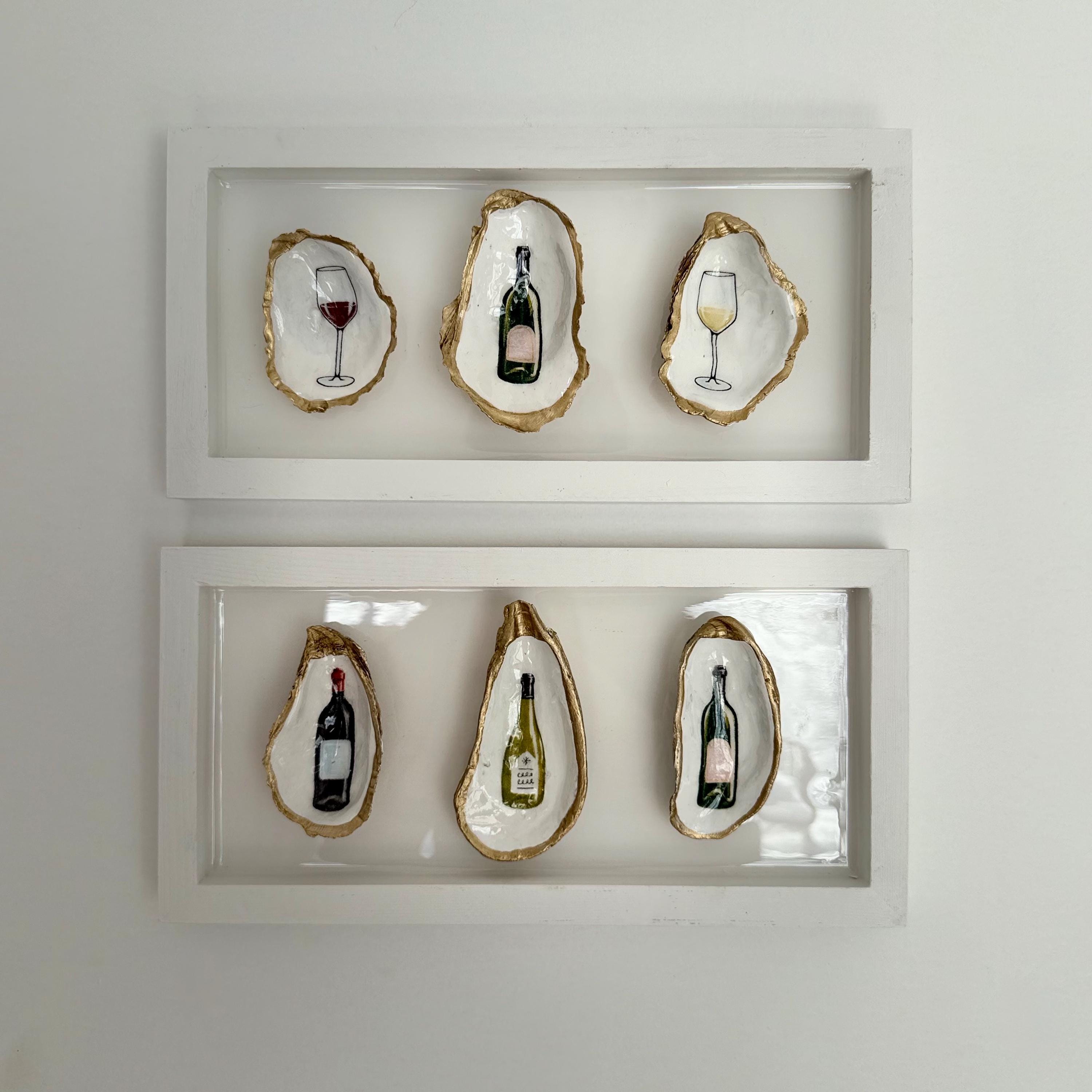 Oyster Shell Wine Wall Art: Hand-painted Trio - Etsy