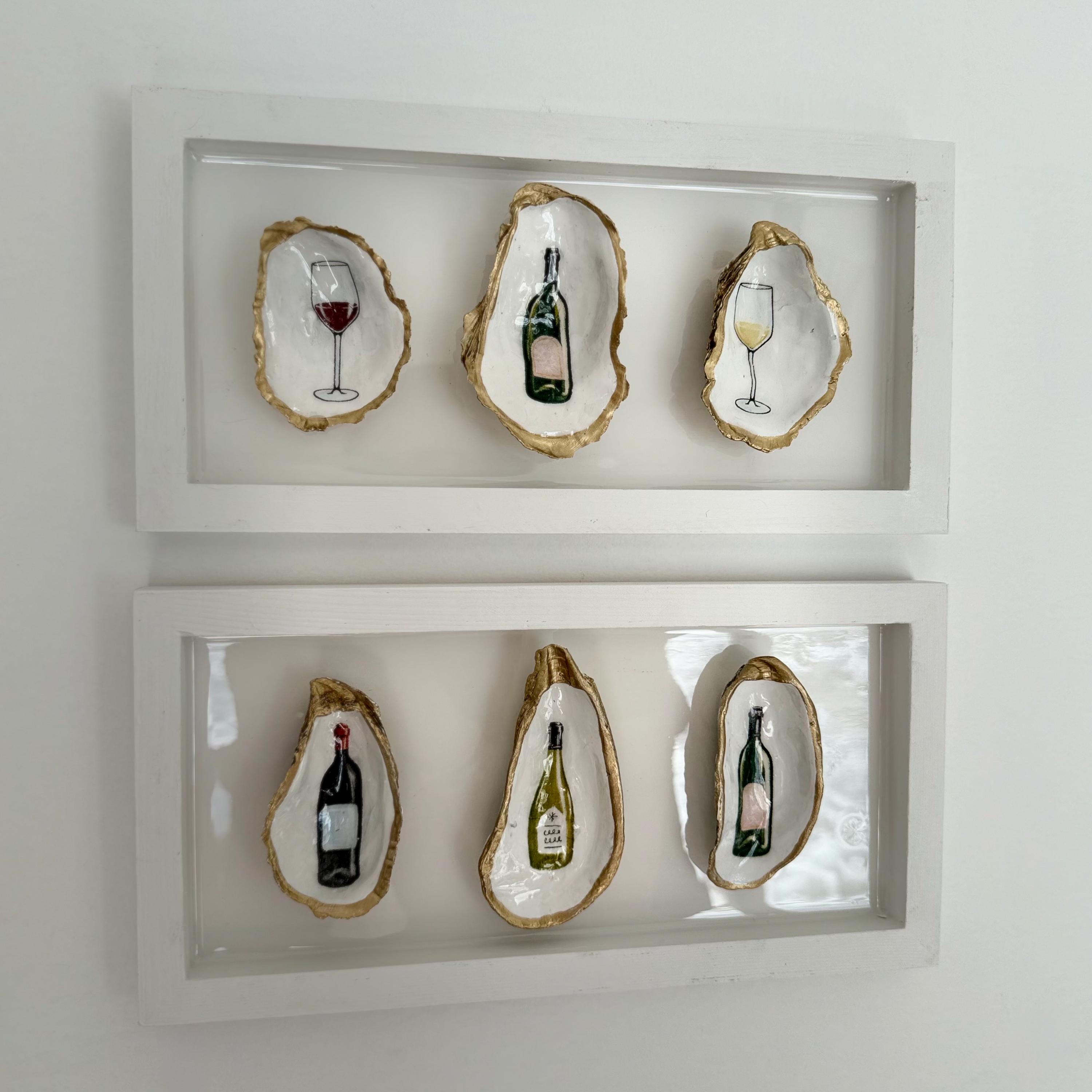 Oyster Shell Wine Wall Art: Hand-painted Trio - Etsy