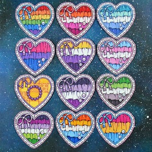 Frilly Heart Pride Stickers