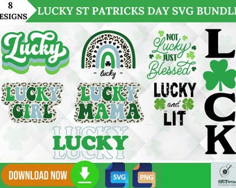 Paquete SVG del Día de San Patricio, archivos de corte de trébol de la suerte (descarga digital)