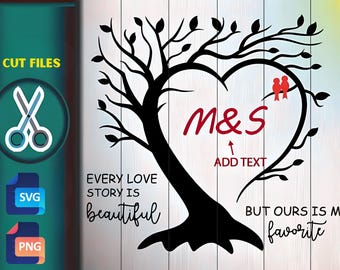 Archivo SVG de árbol de corazones personalizado / Archivo de corte de regalo para pareja de San Valentín