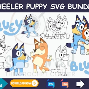 Cartoon Welpe SVG Bundle | Heeler Hundefamilie Schnittdateien | Niedliche Hundefigur SVG für Kinder Basteln & Shirts | SVG PNG Cricut-Dateien