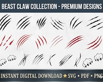 Paquete de imágenes SVG de garras, paquete de imágenes PNG de garras, imágenes prediseñadas de garras, garra de dinosaurio, marcas SVG, arañazos SVG, marcas de garras SVG, sublimación, imágenes prediseñadas de arañazos.