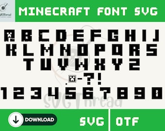 Paquete SVG de fuentes de píxeles de Minecraft, alfabeto de jugador (descarga digital)