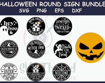 Paquete SVG de letreros redondos de Halloween: diseños espeluznantes para colgar en la puerta (descarga digital)