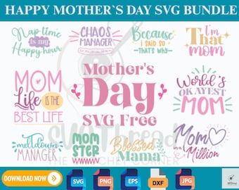 Paquete SVG del Día de la Madre: Frases divertidas para mamás (Descarga digital)