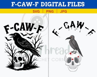 SVG de cráneo de cuervo F-CAW-F / Clip art de cráneo gótico de cuervo / Humor negro de Halloween png
