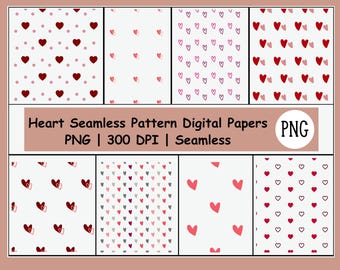 Papel digital sin costuras de corazón rosa / Patrón de amor romántico (descarga digital)