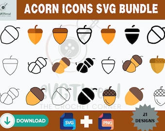 Paquete SVG de bellota: Clipart de Acción de Gracias de otoño - 21 diseños (descarga digital)