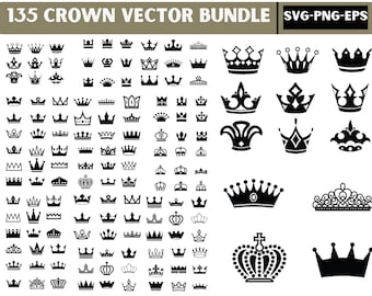 Corona real SVG, paquete de coronas SVG, corona de rey SVG, corona de reina SVG, clipart de corona, tiara de princesa SVG, Cricut, silueta, descarga instantánea