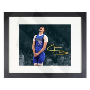 Lámina artística enmarcada de Cooper Flagg, Dallas Mavericks, facsímil de autógrafo n.° 1/10