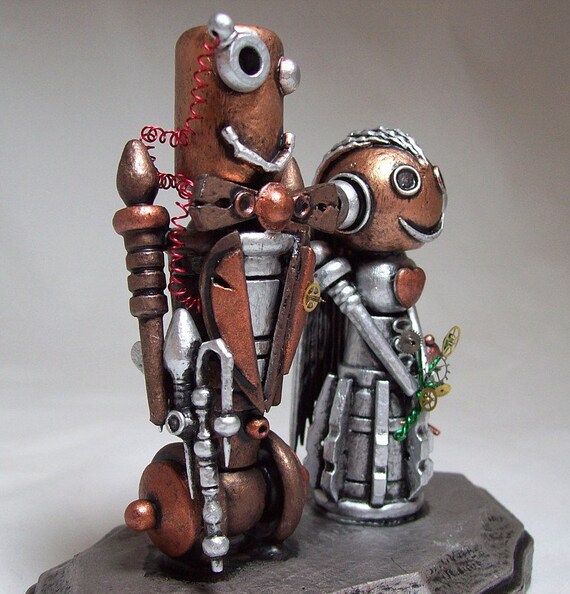Steampunk Wedding Cake Topper Victorian Wood Robot Bride Steampunk Wedding Cake Topper Victorian Wood Robot Bride