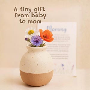 Dandelion Vase Gift for Mom | Mini Bud Vase with Poem Card | Wildflower Keepsake Decor