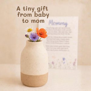Dandelion Bud Vase Gift for Mom | Mini Ceramic Vase with Poem Card | Wildflower Keepsake