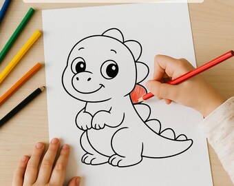 Libro da colorare con dinosauri per bambini - Pagine di attività in PDF stampabili per un apprendimento divertente a casa o a scuola - Download digitale istantaneo