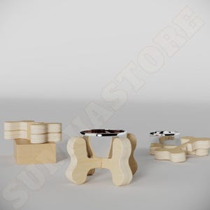 Elevated Cat and Dog Bowl Stand – Wooden Raised Pet Feeder – Modern Food and Water Dish Holder