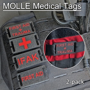 First Aid + Trauma Medical MOLLE Patch ID Tags 2-Pack