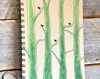 Birds In The Trees - Green | Spiral Notebook | Reclaimed Paper | Journal