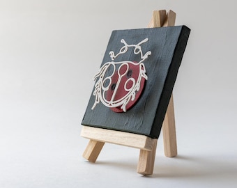 Lucky Ladybug Mini Canvas Art - Handmade 3D Printed Decor