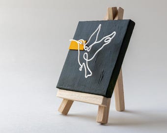3D Hummingbird Art: Hand-Painted Mini Canvas, Bird Lover Gift