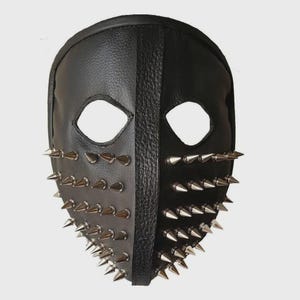 Mens Black Leather Full Face Mask Spiked Masquerade Cosplay Fetish Punk Gothic Costume