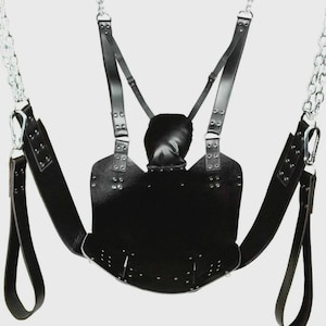Real Leather Sex Swing Hammock – Heavy Duty Sling with Stirrups for Bondage, Adult Fun & Playroom Furniture