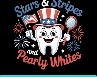Patriotic Dental Design: 4th of July Teeth Clipart (PNG, SVG, EPS)
