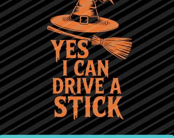 Sí, puedo conducir un coche SVG PNG EPS / Diseño divertido de escoba de bruja para Halloween
