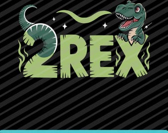 Zwei Rex SVG PNG EPS 2. Geburtstag Dinosaurier Party Grafik