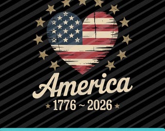US-Flaggen-Herz 1776 2026 PNG SVG Eps Patriotisches Amerika 250-jähriges Jubiläums-Design