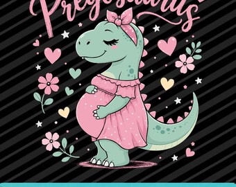 Pregosaurus Ciężarna Mama Dinozaur Projekt PNG SVG EPS Cyfrowe Pobieranie Clipart