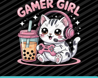Gatita gamer SVG: Gatita con control (Descarga digital)