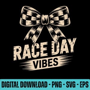 Race Day Coquette Bow Design: Checkered Flag SVG PNG EPS
