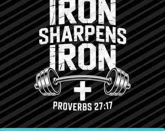 Iron Sharpens Iron Gym Workout Christian PNG SVG EPS Faith Fitness Quote Design