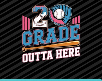 Diseño de béisbol para la graduación de segundo grado, último día de clases PNG SVG EPS