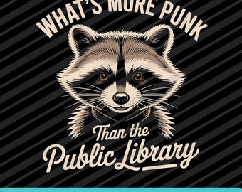 Más punk que la biblioteca pública SVG PNG EPS Gráfico divertido de bibliotecario leyendo