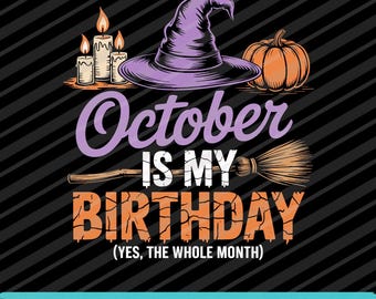 October Is My Birthday Month SVG PNG EPS | Funny Halloween Birthday Digital Download