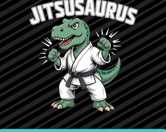 Diseño divertido de dinosaurio Jitsusaurus BJJ Jiu Jitsu, descarga digital PNG SVG Eps