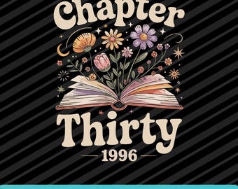 1996 Rozdział trzydziesty 30. urodziny Wildflower Book PNG SVG EPS Pobieranie cyfrowe