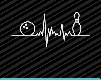 Bowling Heartbeat SVG PNG EPS Sports Team Bowler Design